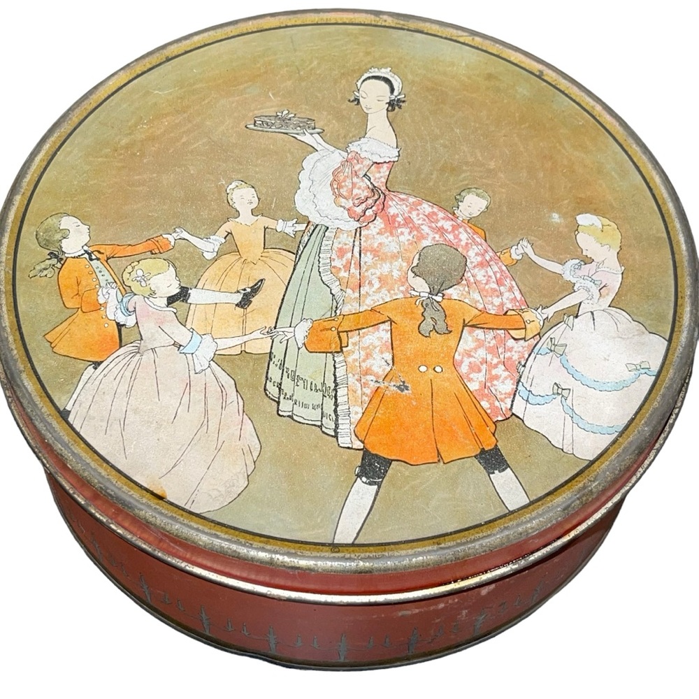 Vintage Antique NBC National Biscuit Co Uneeda Fruitcake Tin Dancing Children